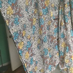 NWT L floral multicolor metallic Gold open kimono chiffon